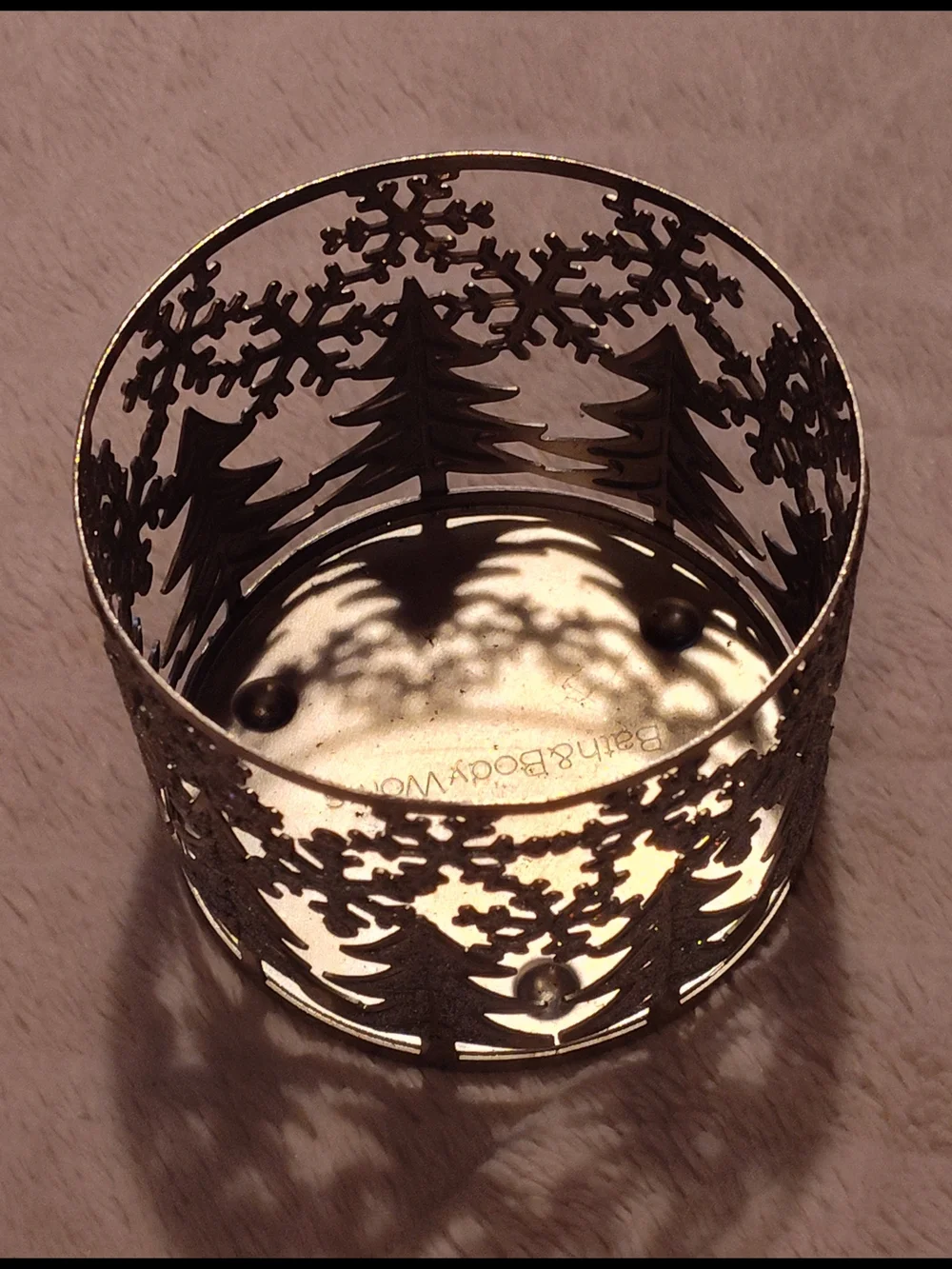 Like-New! Bath & Body Works Silver Snowflake & Pine Tree Candle Holder - Picture 7 of 12